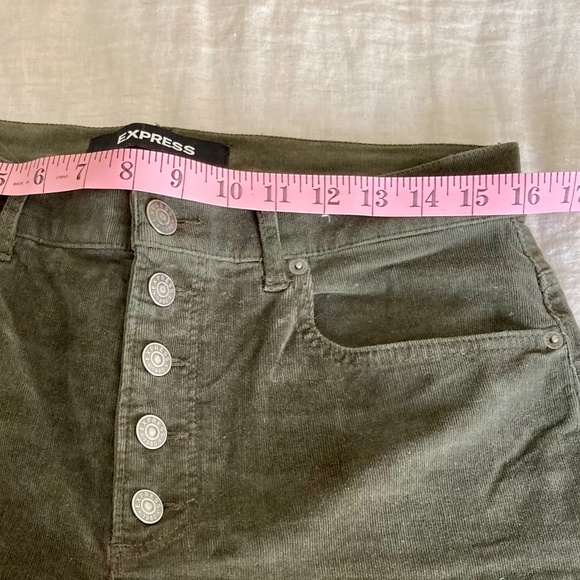 Express (Flying Monkey) High Rise Stretch Corduroy Jeans Size 10, Military Green - Picture 3 of 8